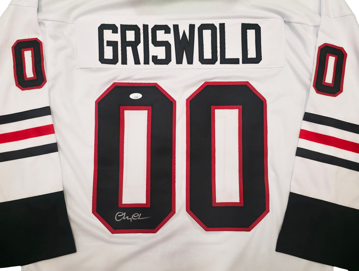 Christmas Vacation Chevy Chase Autographed White Jersey Clark Griswold JSA Stock #252794