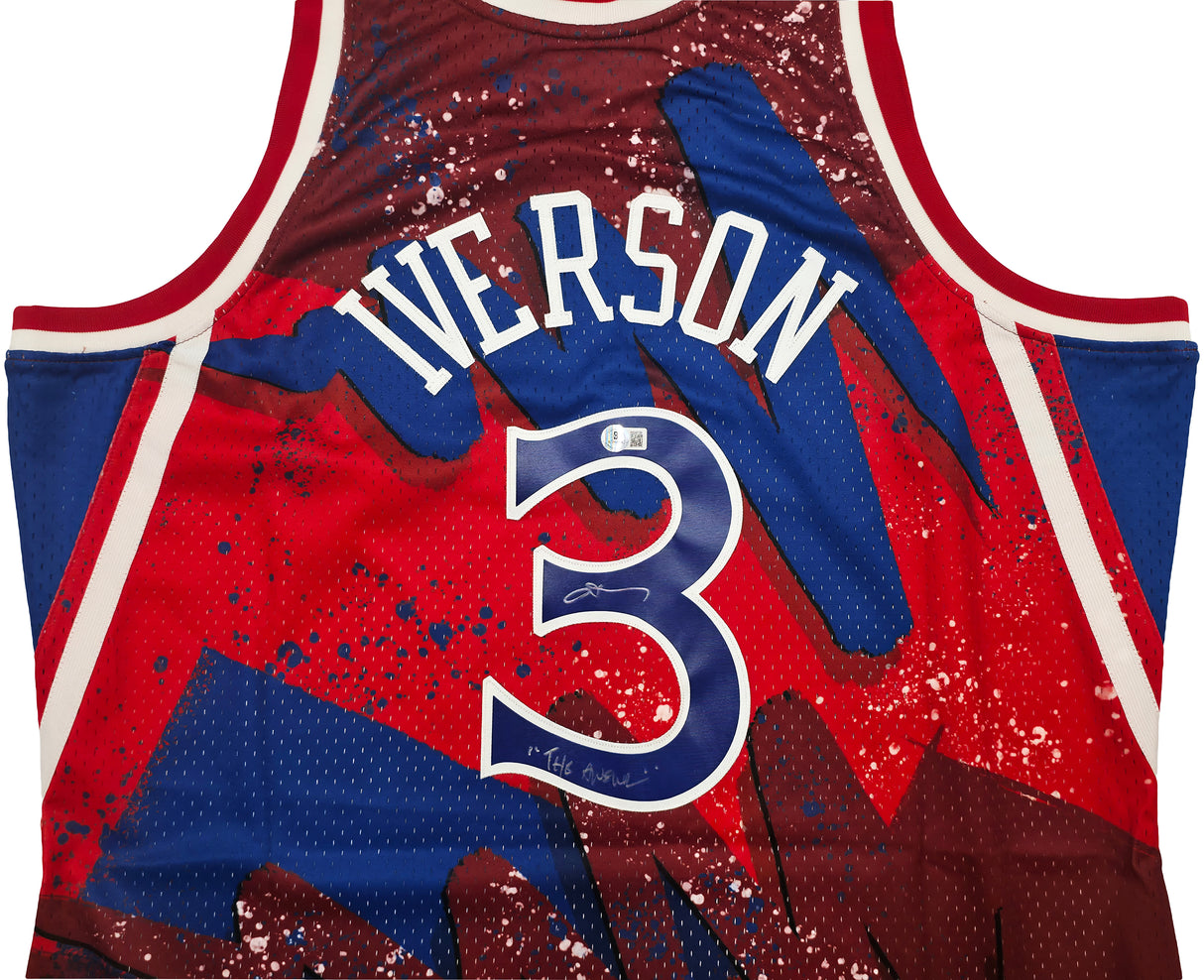 Philadelphia 76ers Allen Iverson Autographed Red & Blue Authentic Mitchell & Ness 1996-97 HWC Swingman Jersey Size 2XL "The Answer" Beckett BAS QR Stock #253249