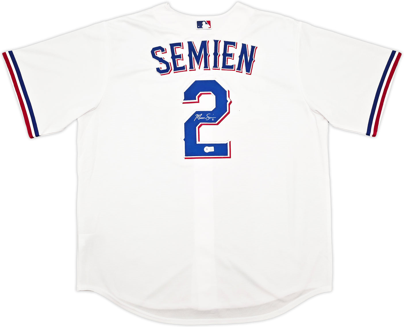 Texas Rangers Marcus Semien Autographed White Nike Jersey Size XL Beckett BAS Witness Stock #252431