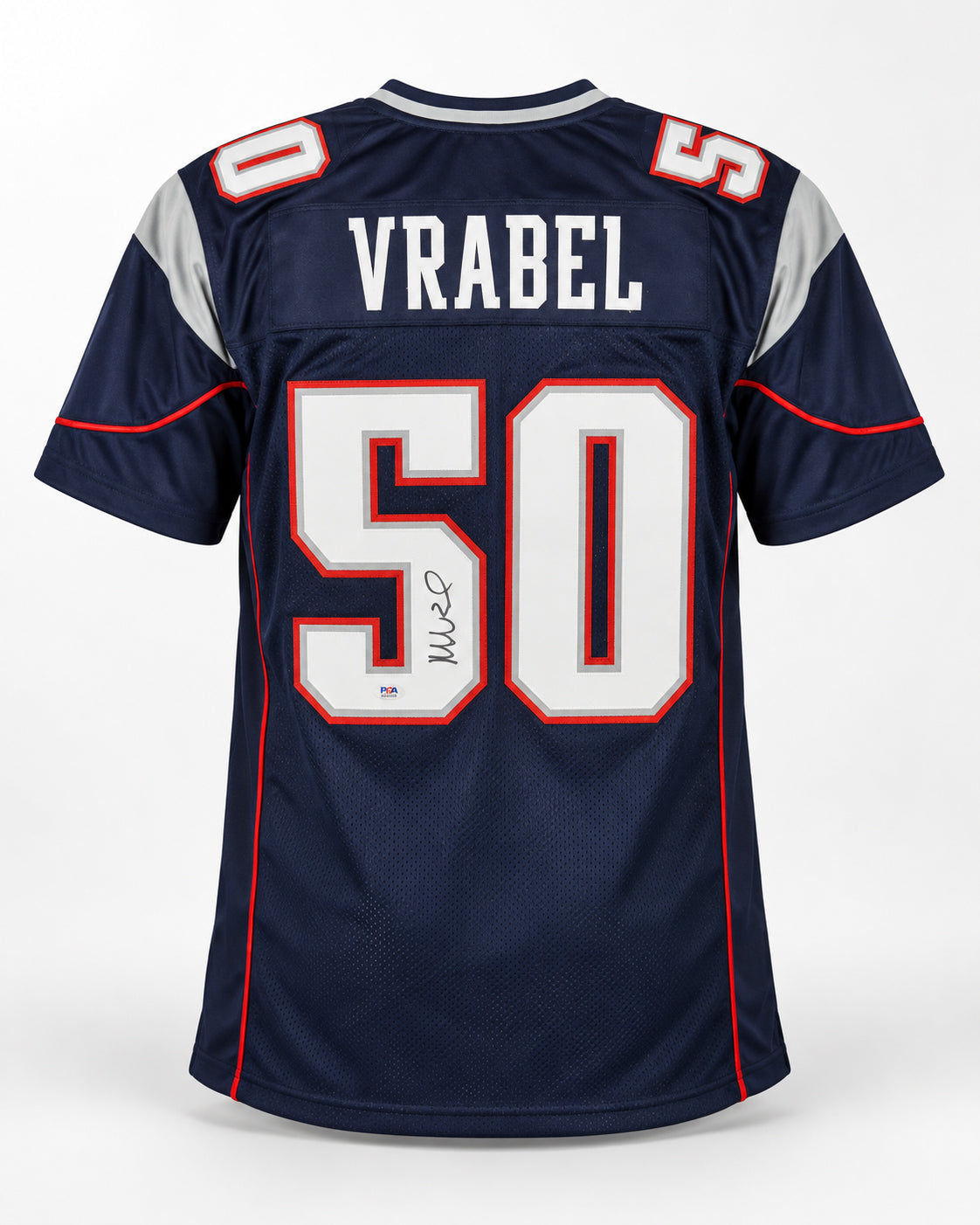 New England Patriots Mike Vrabel Autographed Blue Jersey JSA Witness Stock #267903