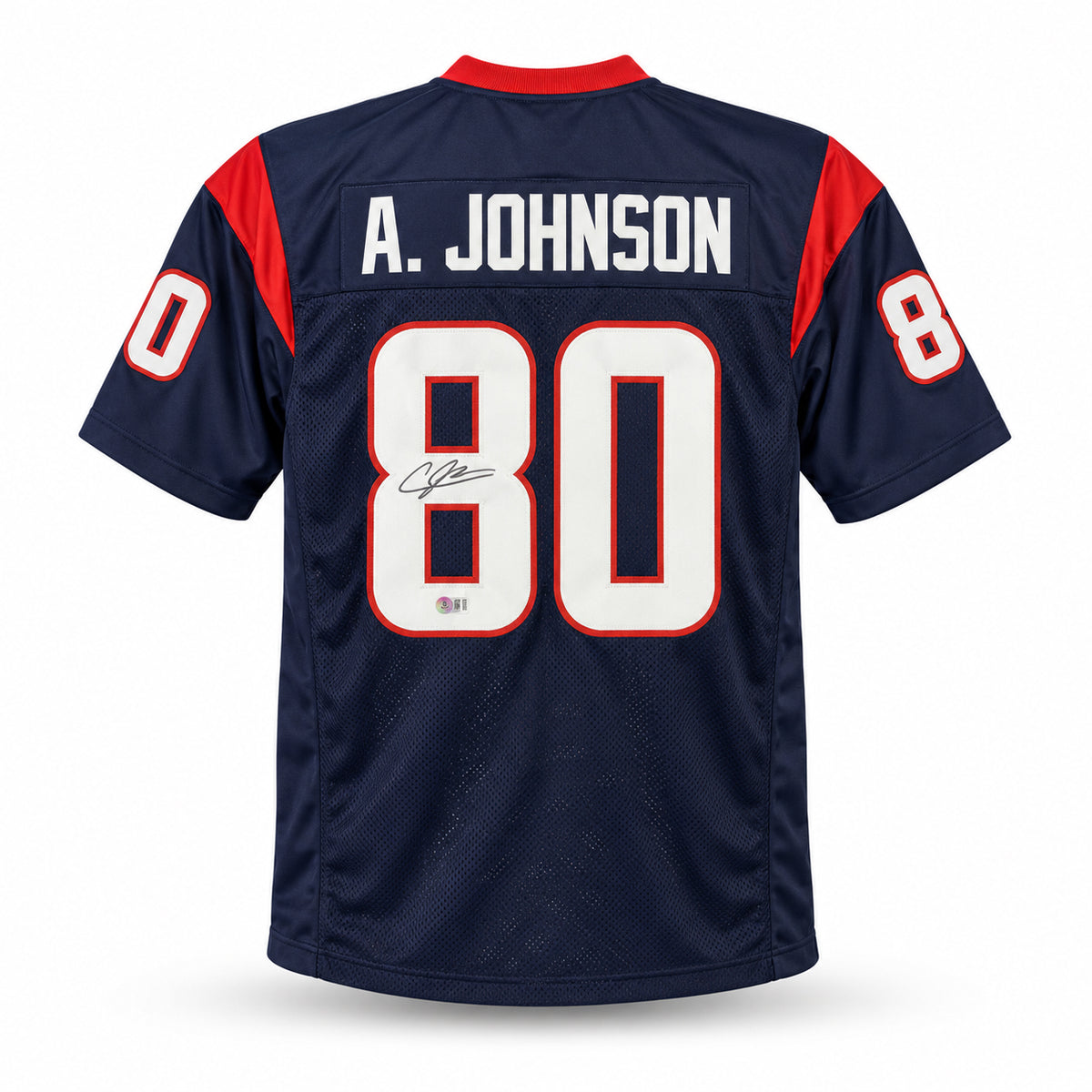 Houston Texans Andre Johnson Autographed Blue Jersey Beckett BAS Witness Stock #267653