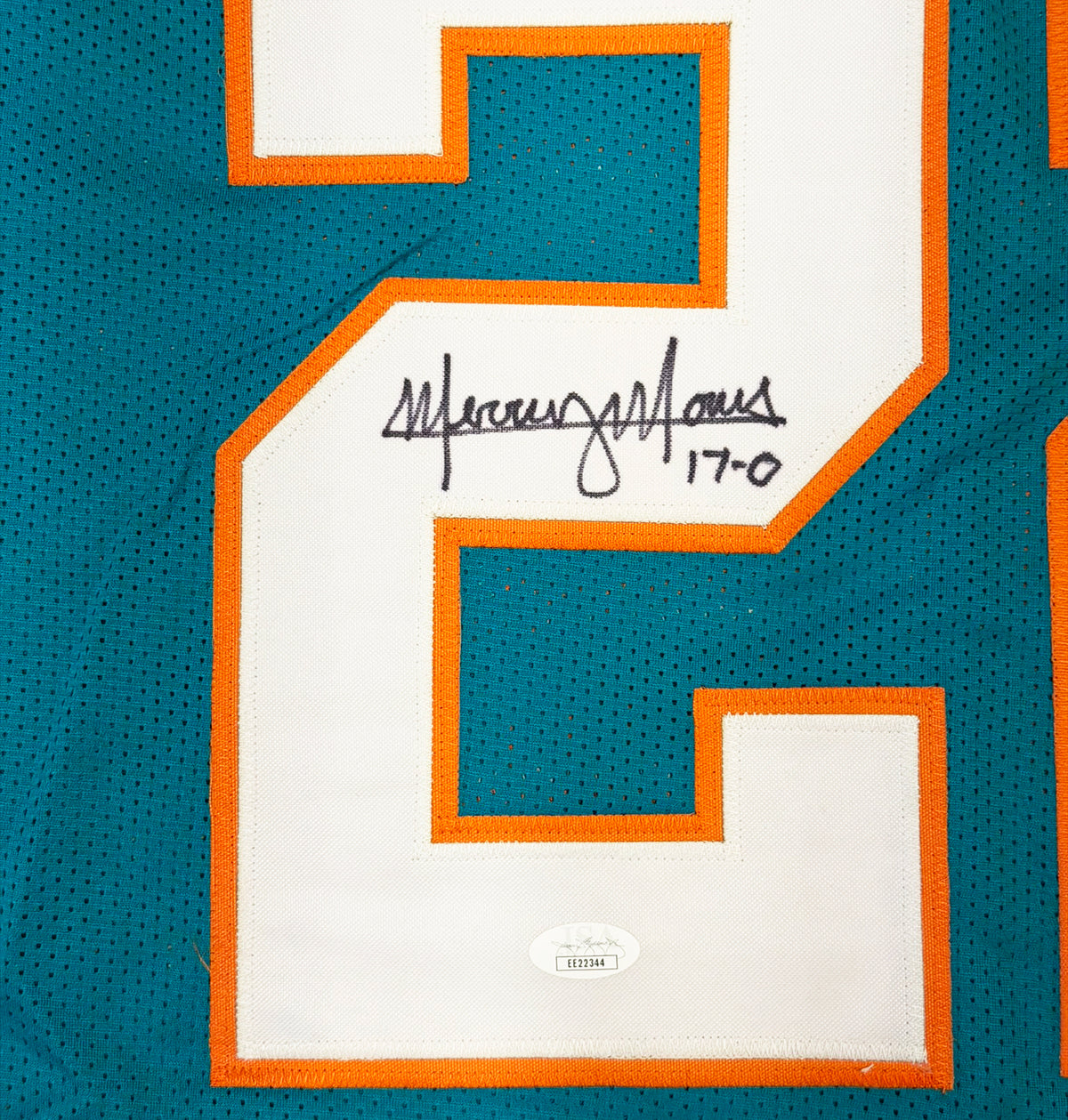 Miami Dolphins Mercury Morris Autographed Teal Jersey JSA Stock #267915