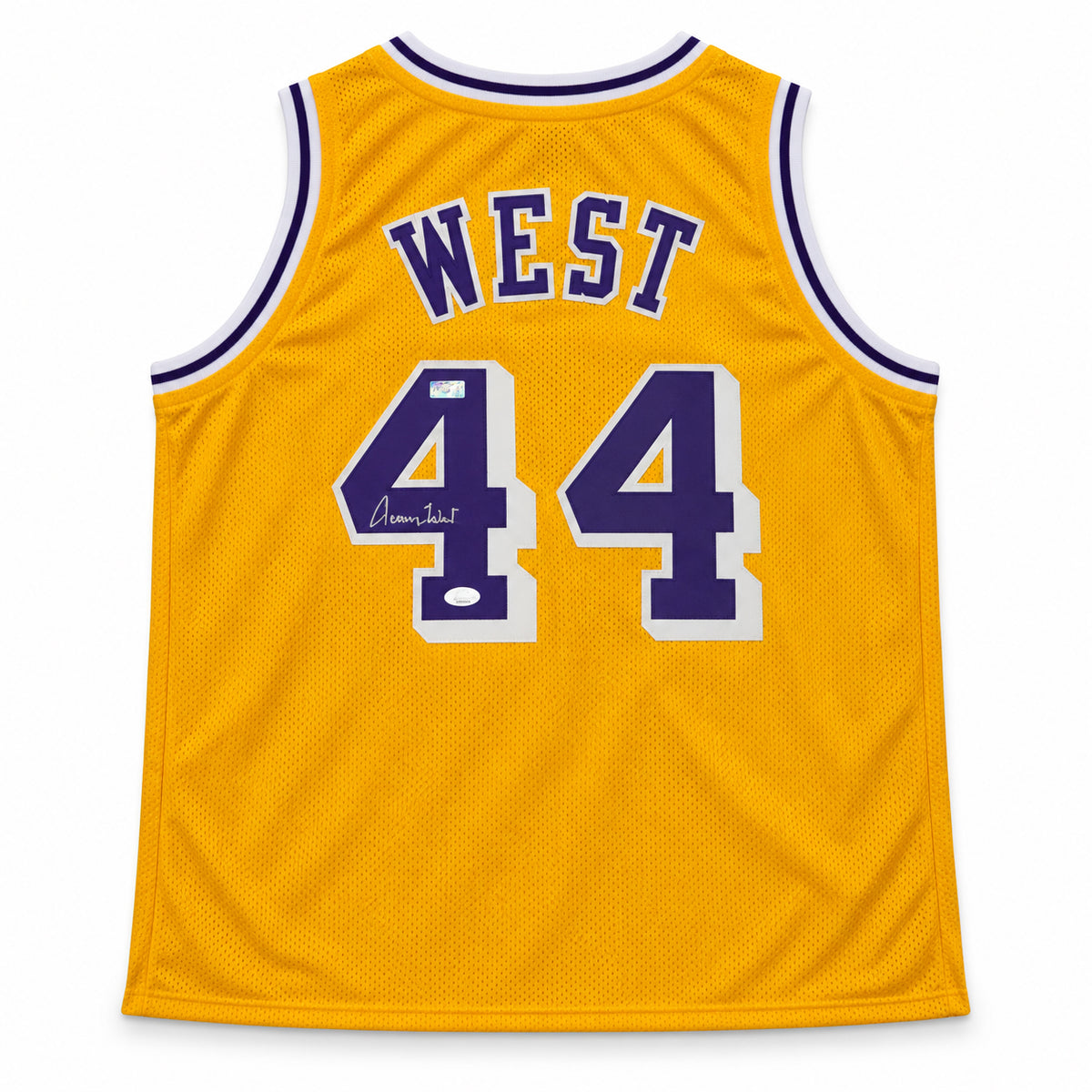 Los Angeles Lakers Jerry West Autographed Yellow Jersey JSA Witness Stock #267912