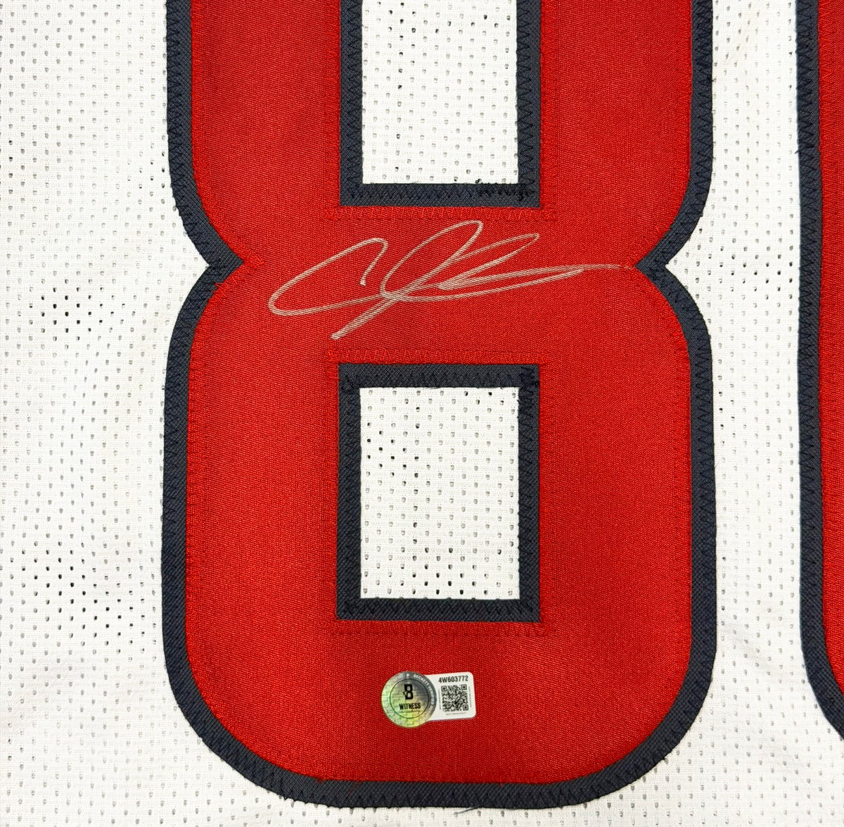 Houston Texans Andre Johnson Autographed White Jersey Beckett BAS Witness Stock #267654