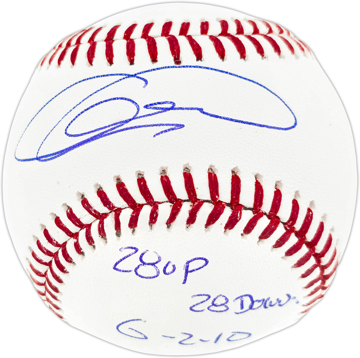 Armando Galarraga Autographed Official MLB Baseball Detroit Tigers "28 Up, 28 Down" JSA Stock #267856