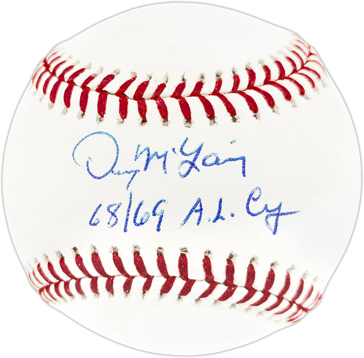 Denny McLain Autographed Official MLB Baseball Detroit Tigers "68/69 AL CY" JSA Stock #267867
