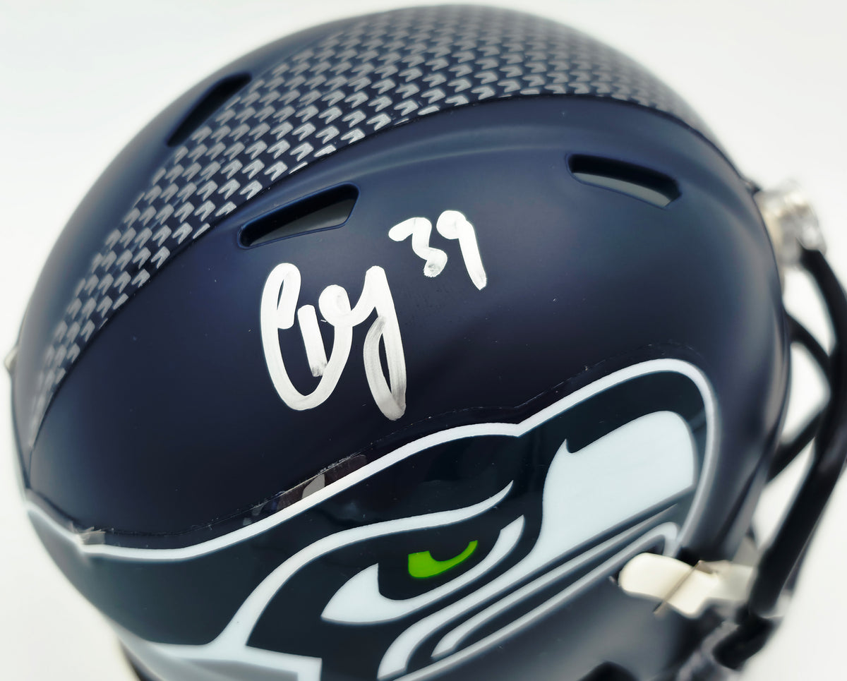 Ty Okada Autographed Seattle Seahawks Blue Speed Mini Helmet MCS Holo Stock #267934