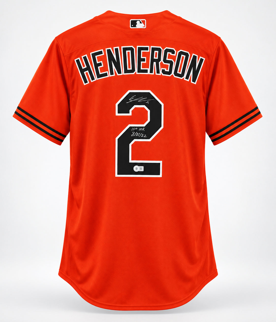 Baltimore Orioles Gunnar Henderson Autographed Orange Nike Jersey Size XL "1st HR 8/31/22" Beckett BAS QR Stock #267827