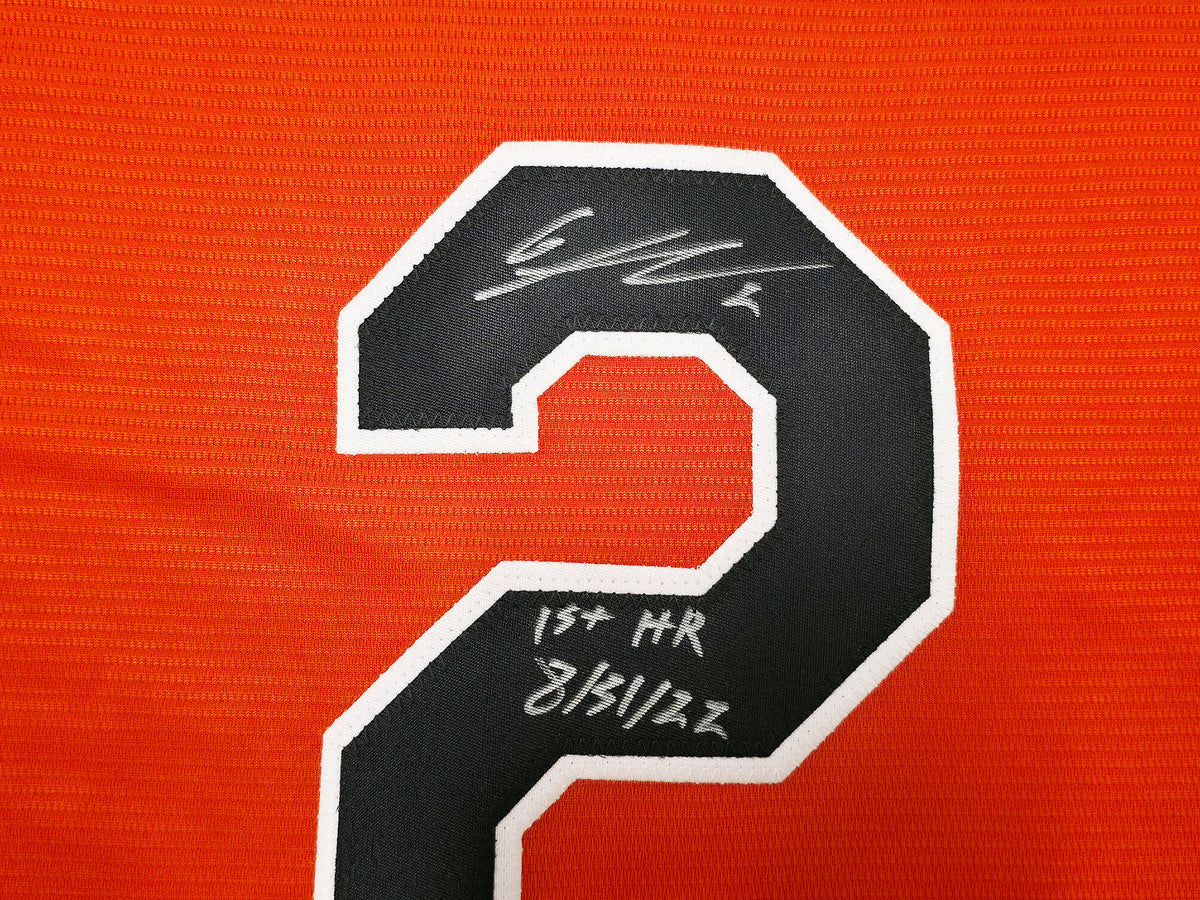 Baltimore Orioles Gunnar Henderson Autographed Orange Nike Jersey Size XL "1st HR 8/31/22" Beckett BAS QR Stock #267827