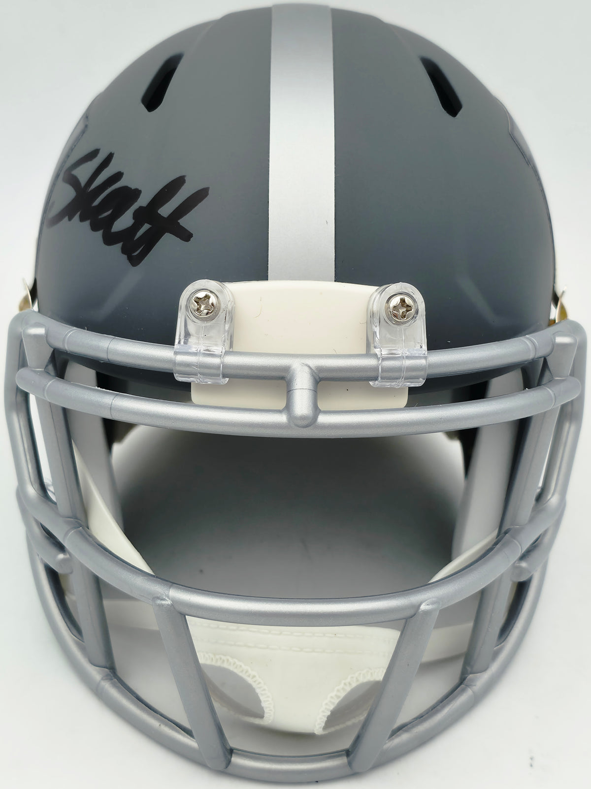 Cam Skattebo Autographed New York Giants Slate Gray Speed Mini Helmet Beckett BAS QR Stock #267944