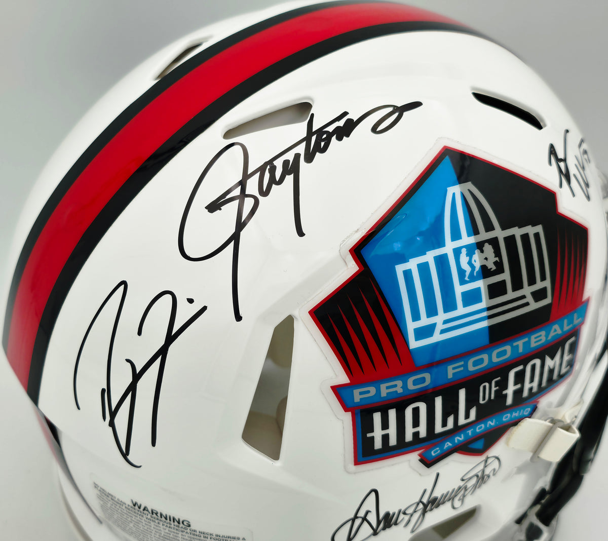 Hall of Fame Linebackers Autographed White Full Size HOF Logo Speed Authentic Helmet With 5 Signatures Including Lawrence Taylor Beckett BAS Witness Stock #267940