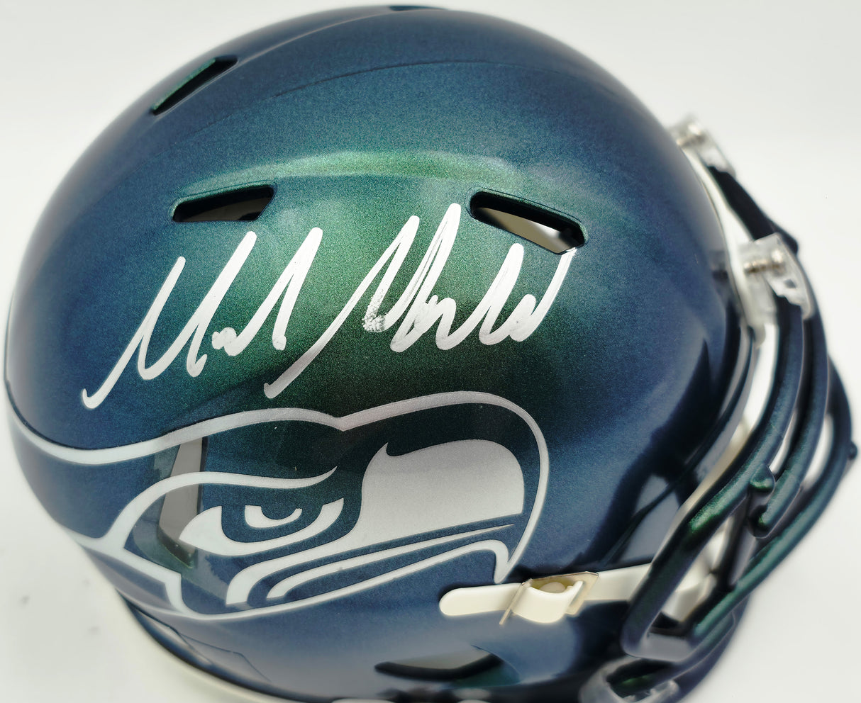Mike Macdonald Autographed Seattle Seahawks Rivalries Speed Mini Helmet Beckett BAS Witness Stock #267796