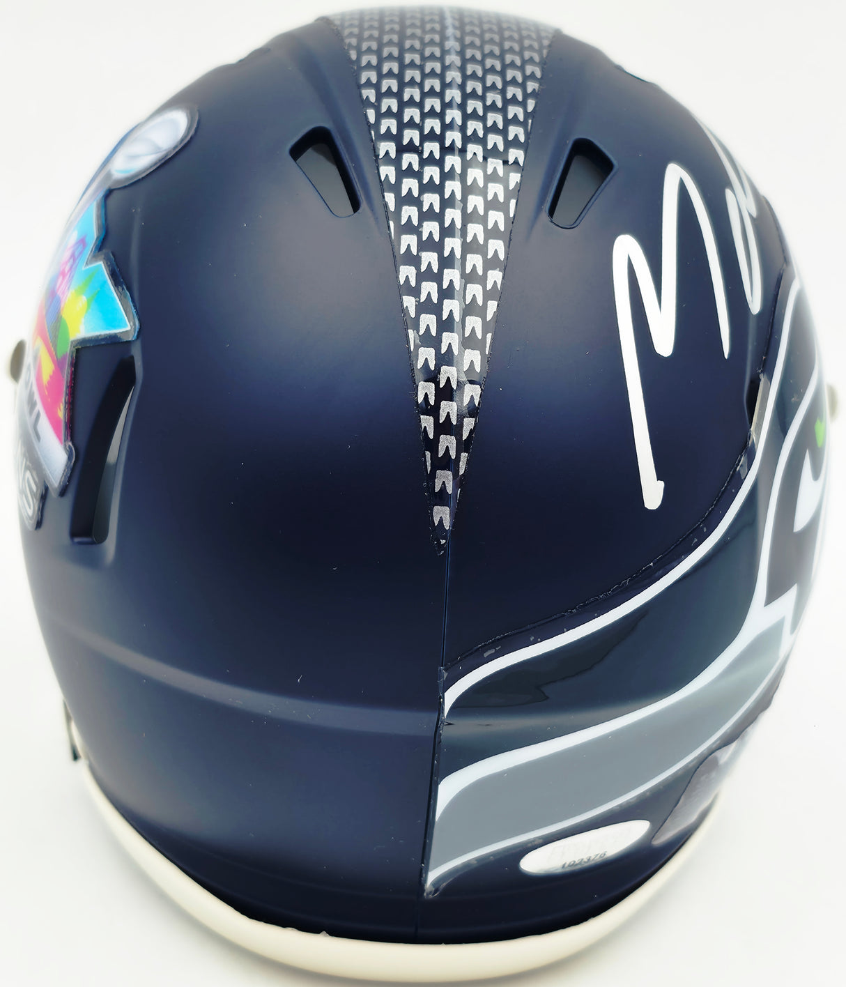Michael Dickson Autographed Seattle Seahawks Blue Super Bowl LX Champions Logo Speed Mini Helmet MCS Holo Stock #267840