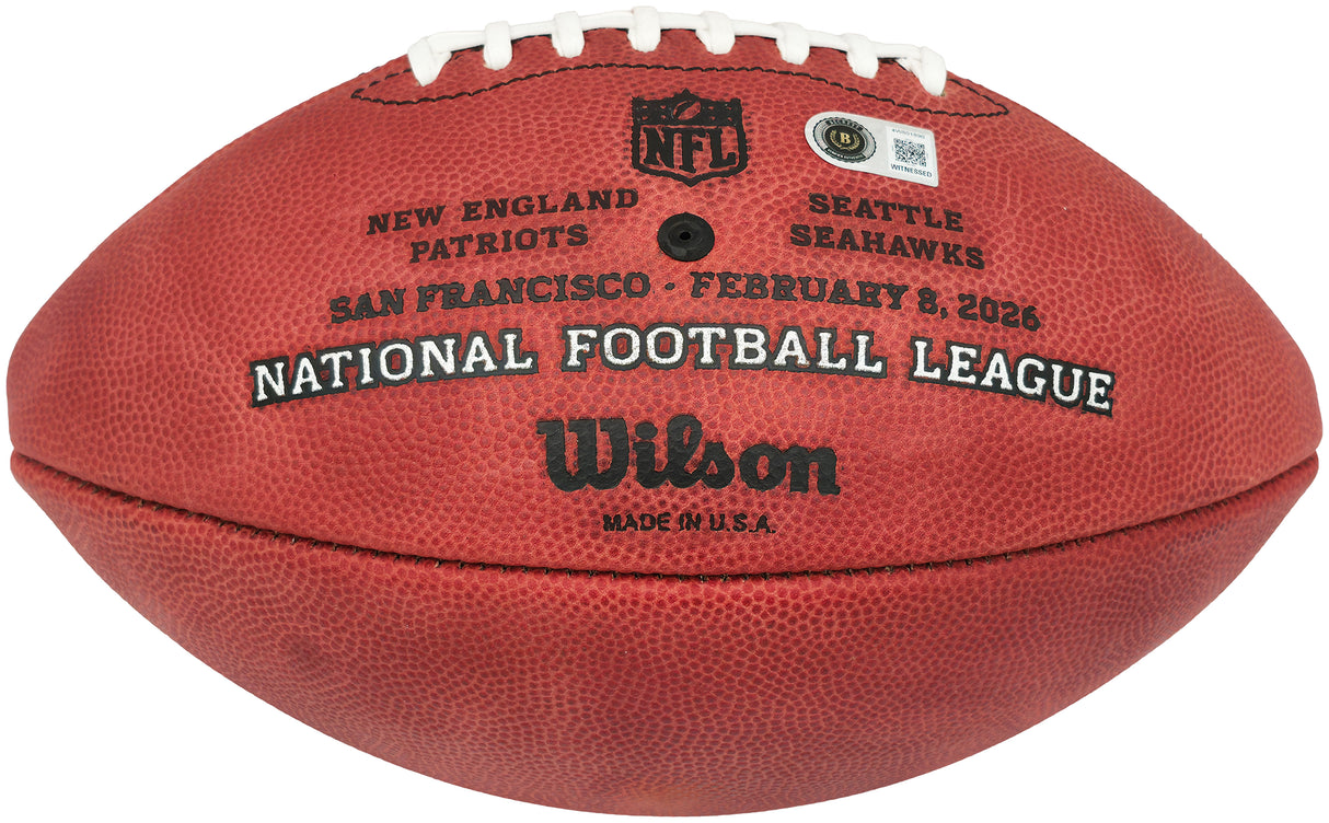 Sam Darnold Autographed Seattle Seahawks Official Super Bowl LX Logo Leather Football Beckett BAS Witness Stock #267770