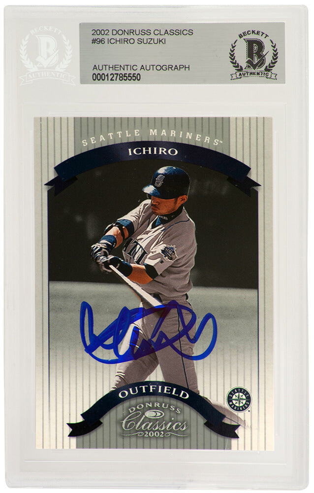 Ichiro Suzuki Signed Seattle Mariners 2002 Donruss Classics Baseball Trading Card #96 - (Beckett Encapsulated)