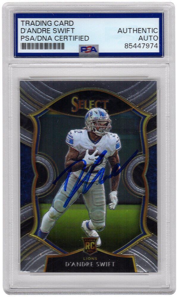 D'Andre Swift Signed Detroit Lions 2020 Panini Select Rookie Football Card #51 - (PSA Encapsulated)