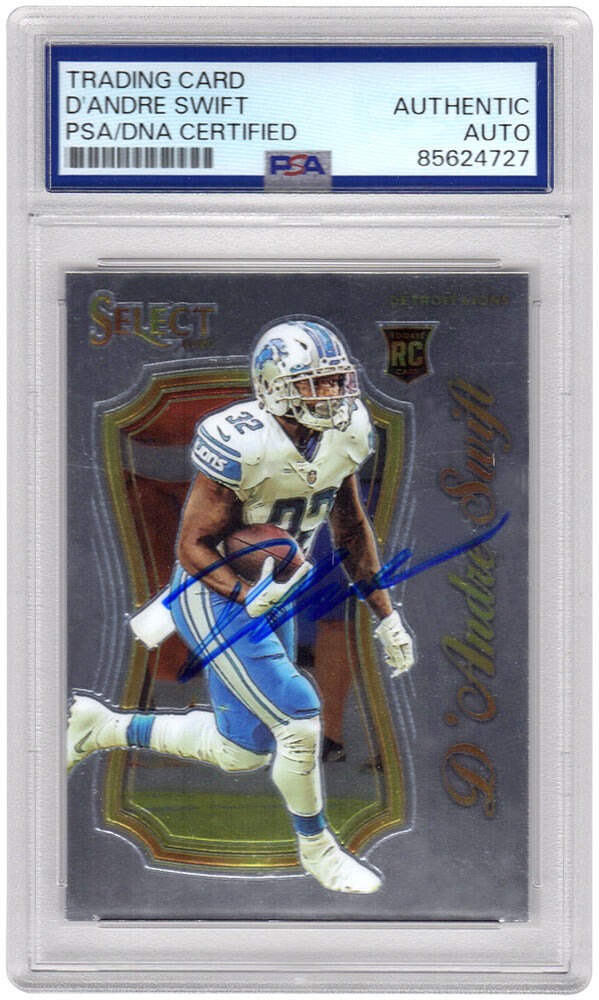 D'Andre Swift Signed Lions 2020 Panini Select Certified Rookie Football Card #SCR-15 - (PSA Encapsulated)