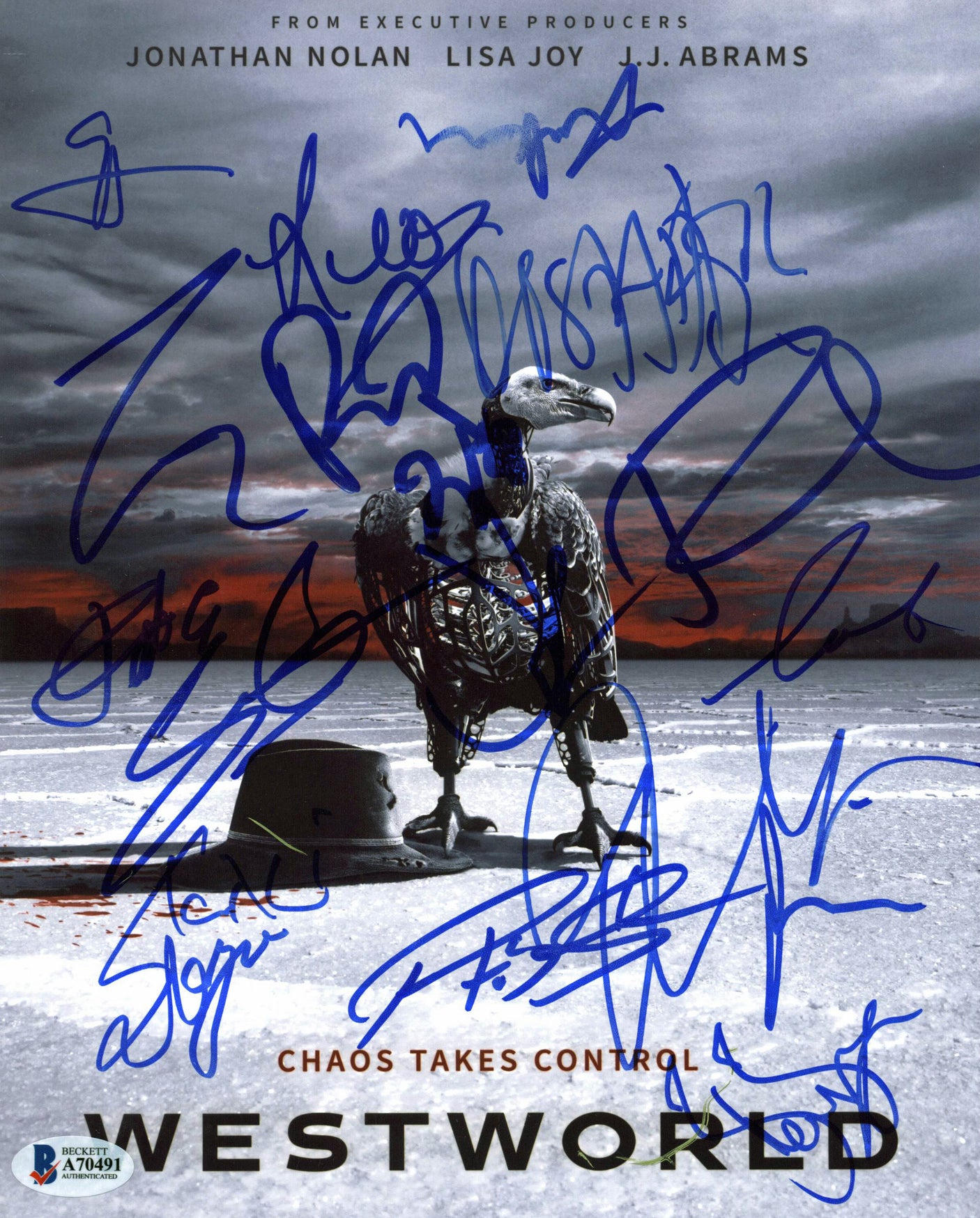 Westworld (15) Wright, Abrams, Sarafyan Authentic Signed 8x10 Photo BAS #A70491