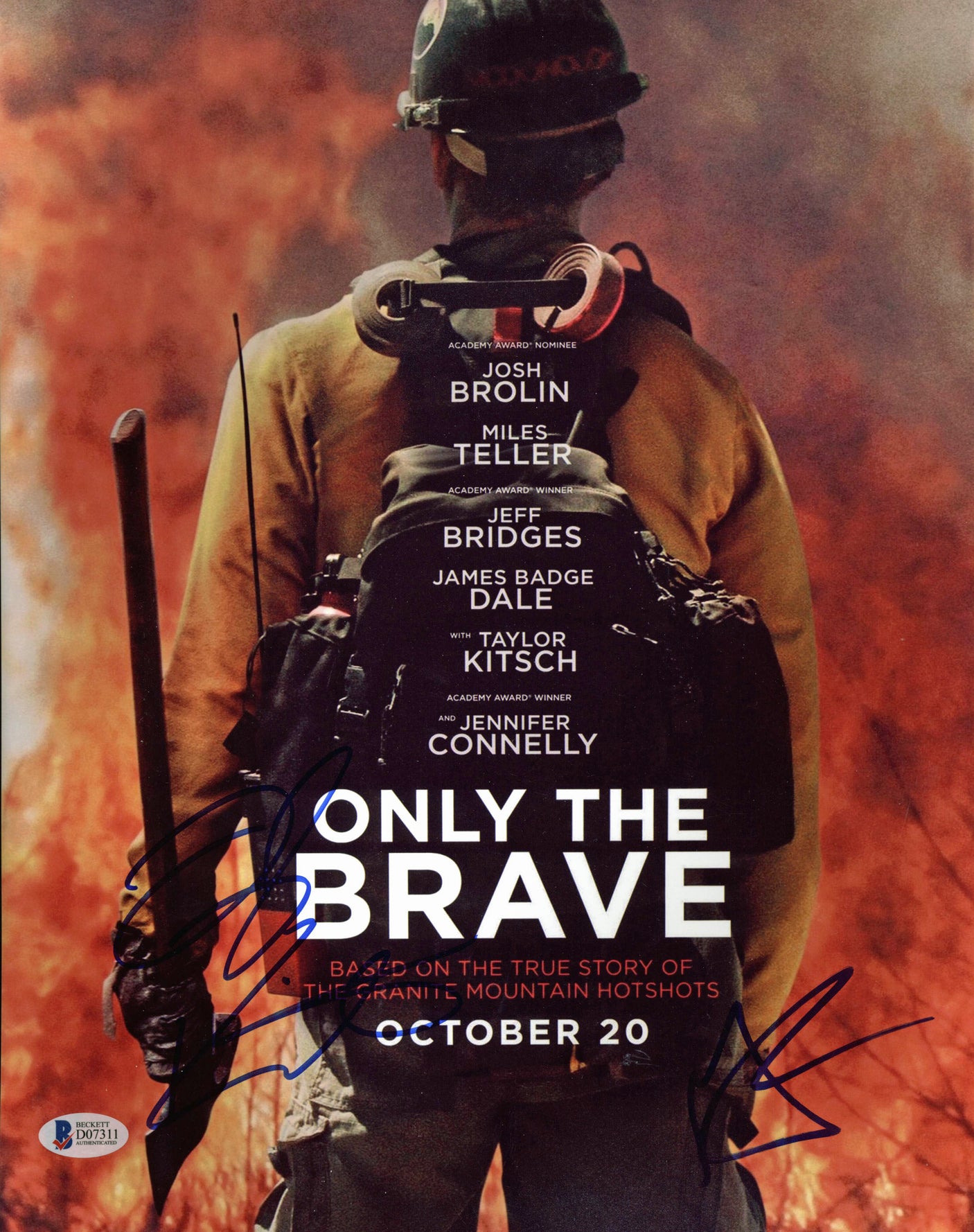 Taylor Kitsch & Geoff Stults Only the Brave Signed 11x14 Photo BAS #D07311