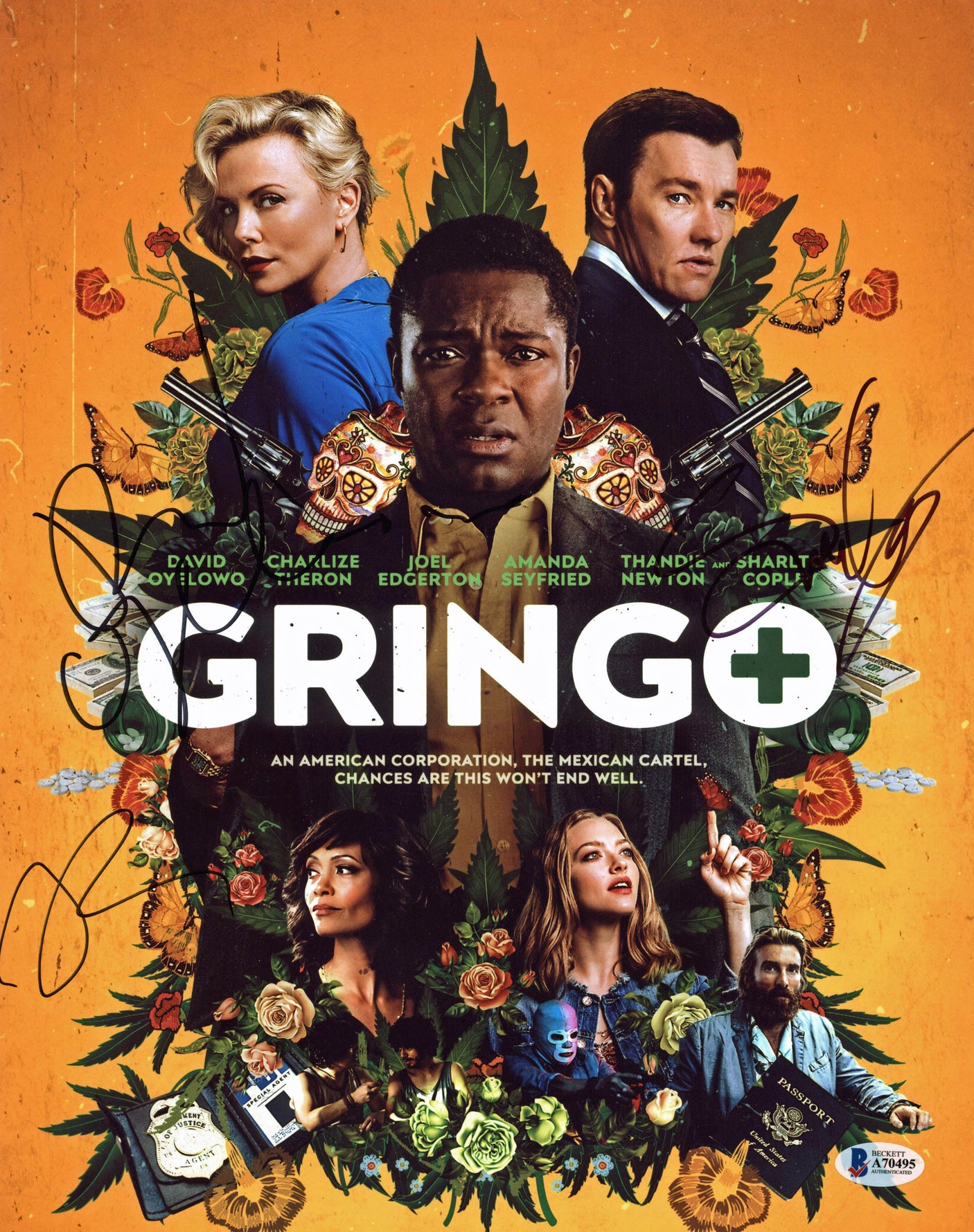 Gringo (3) Oyelowo, Copley & Edgerton Authentic Signed 11x14 Photo BAS #A70495