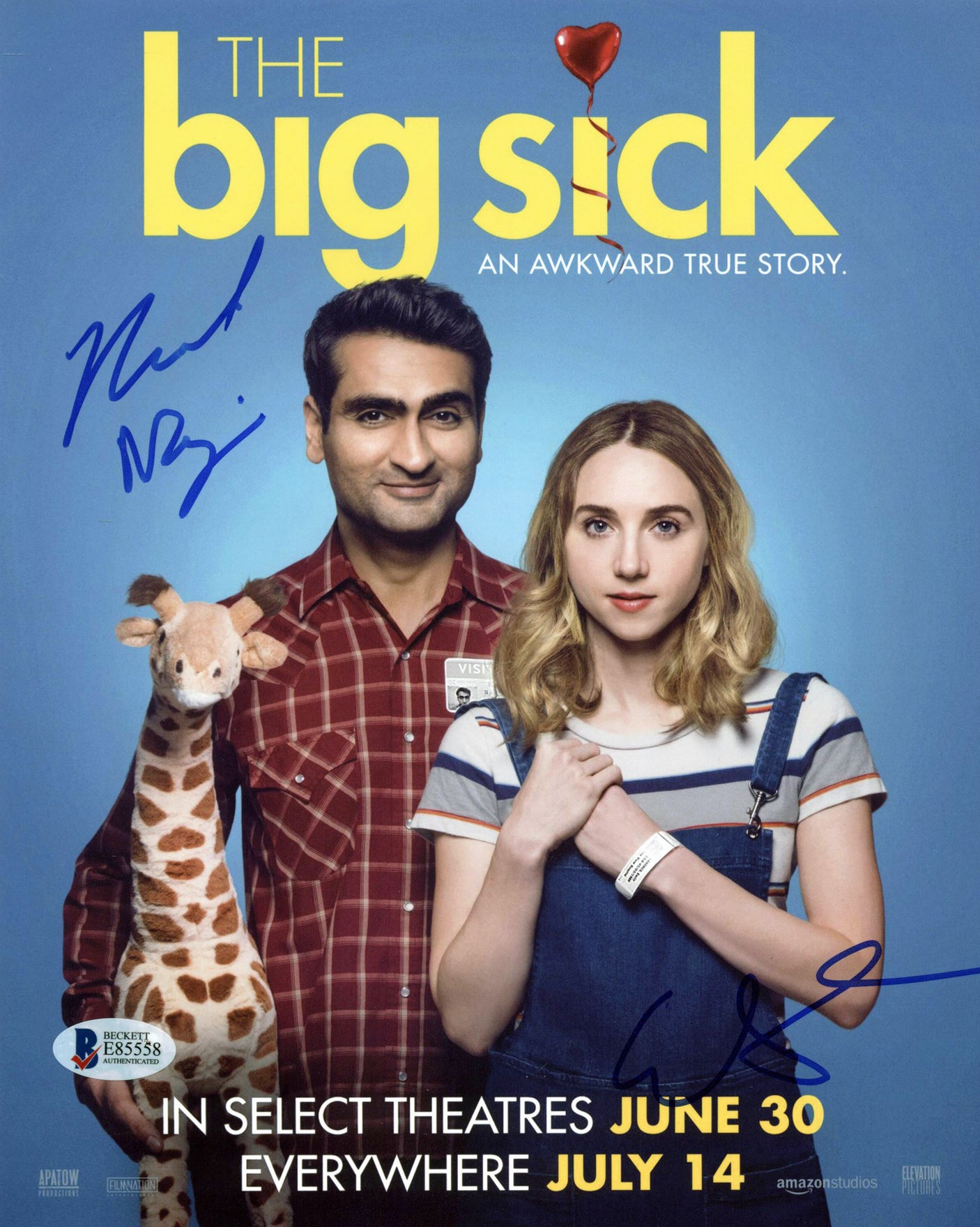 Kumail Nanjiani & Emily Gordon The Big Sick Signed 8x10 Photo BAS #E85558