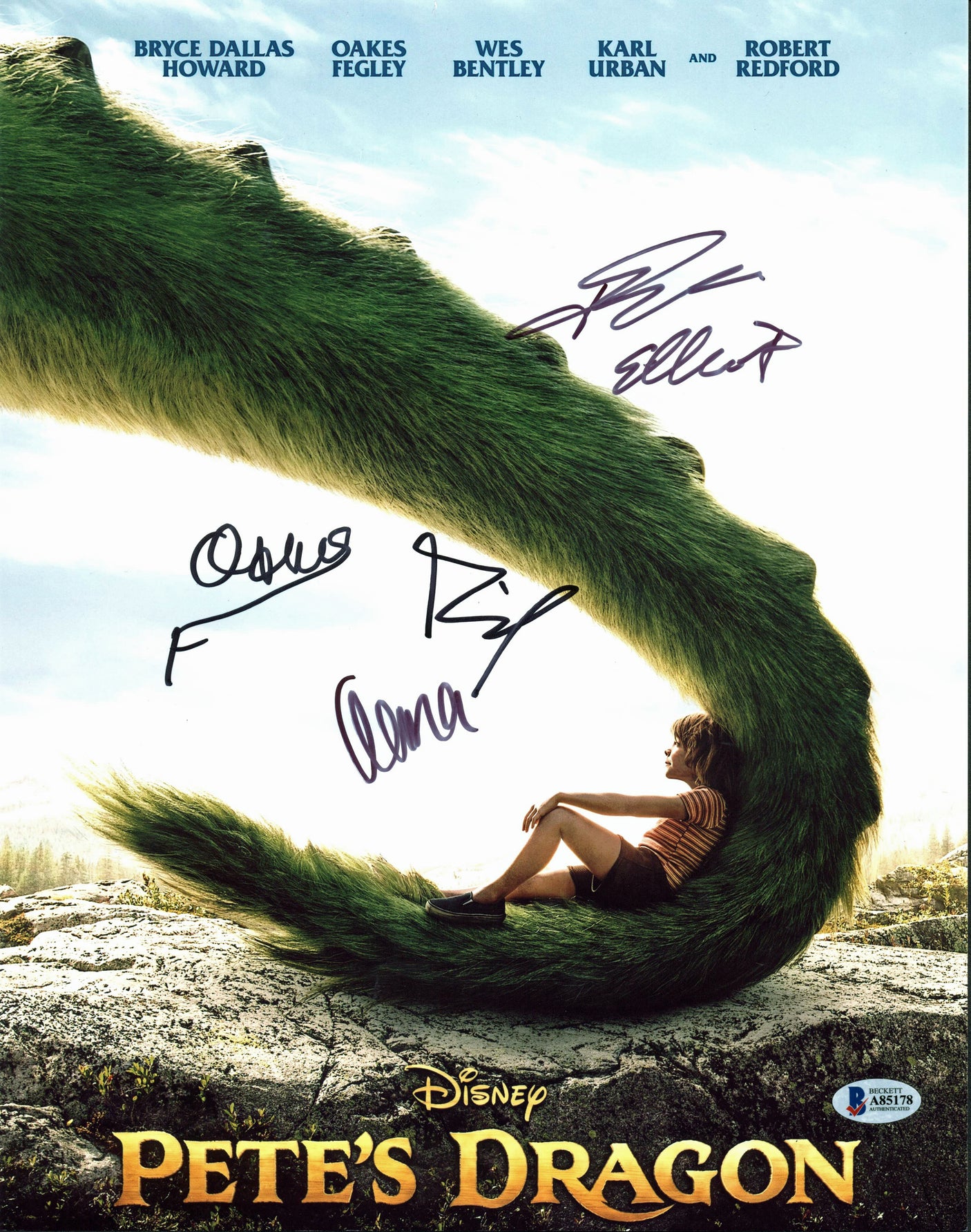 Pete's Dragon (Fegley, Kassir, +2) Authentic Signed 11x14 Photo BAS #A85178