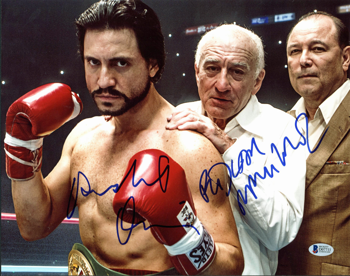 Robert Deniro & Edgar Ramirez Hands of Stone Signed 11x14 Photo BAS #D07711