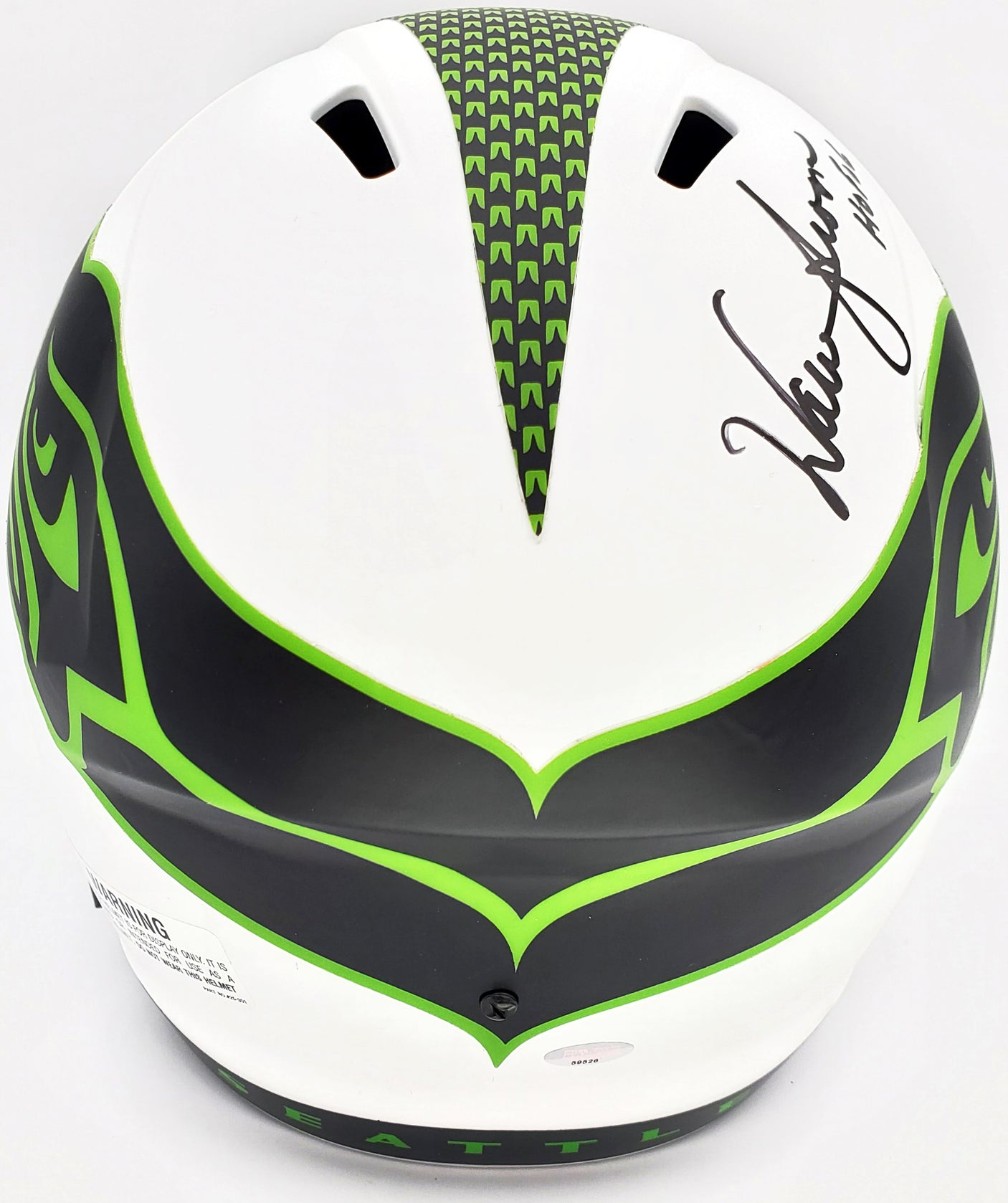 Warren Moon Autographed Seattle Seahawks Lunar Eclipse White Full Size Replica Speed Helmet "HOF 06" MCS Holo Stock #196472