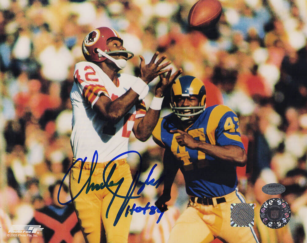 Charley Taylor Signed Washington Football Team Catching Football vs. Rams 8x10 Photo w/HOF'84