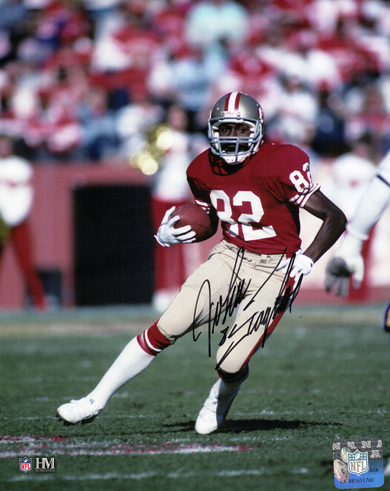 John Taylor Signed San Francisco 49ers Running With Ball Action 810 Photo