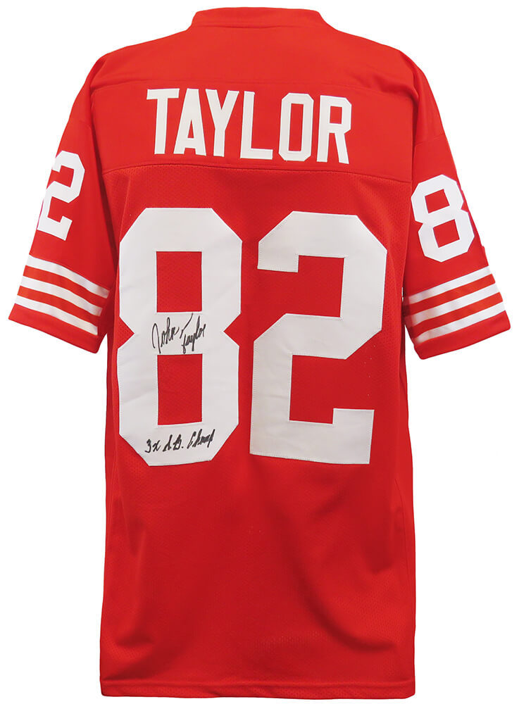 John Taylor Signed Red Custom Football Jersey w/3x SB Champs