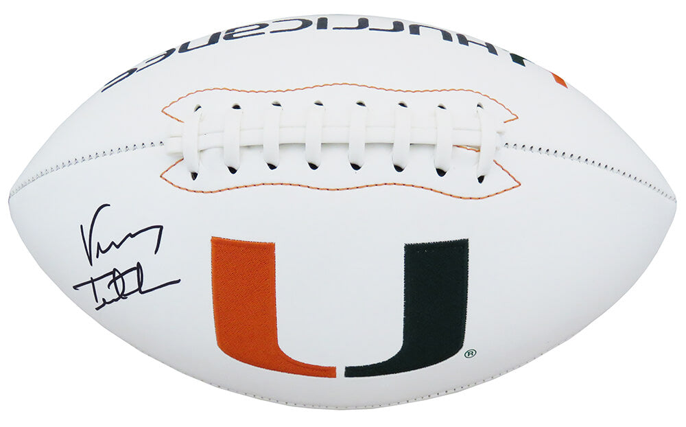 Vinny Testaverde Signed Miami Hurricanes White Logo Football
