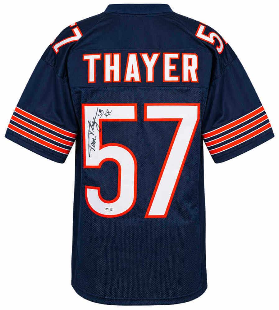 Tom Thayer Signed Navy Custom Football Jersey w/SB XX - (JSA)