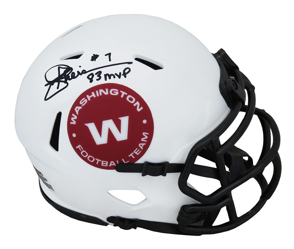 Joe Theismann Signed Washington Football Team Lunar Eclipse White Matte Riddell Speed Mini Helmet w/83 MVP