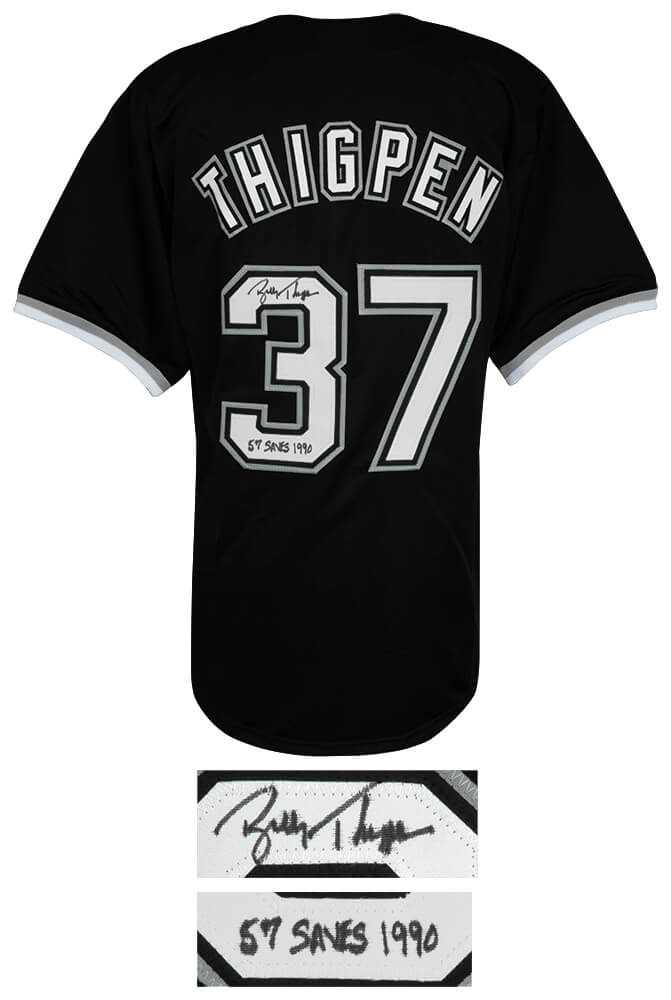 Bobby Thigpen Signed Black Custom Baseball Jersey w/57 Saves 1990