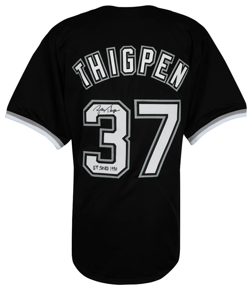 Bobby Thigpen Signed Black Custom Baseball Jersey w/57 Saves 1990