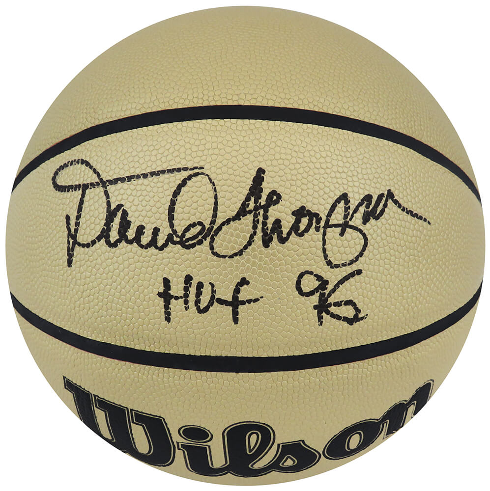 David Thompson Signed Wilson Gold NBA Basketball w/HOF'96