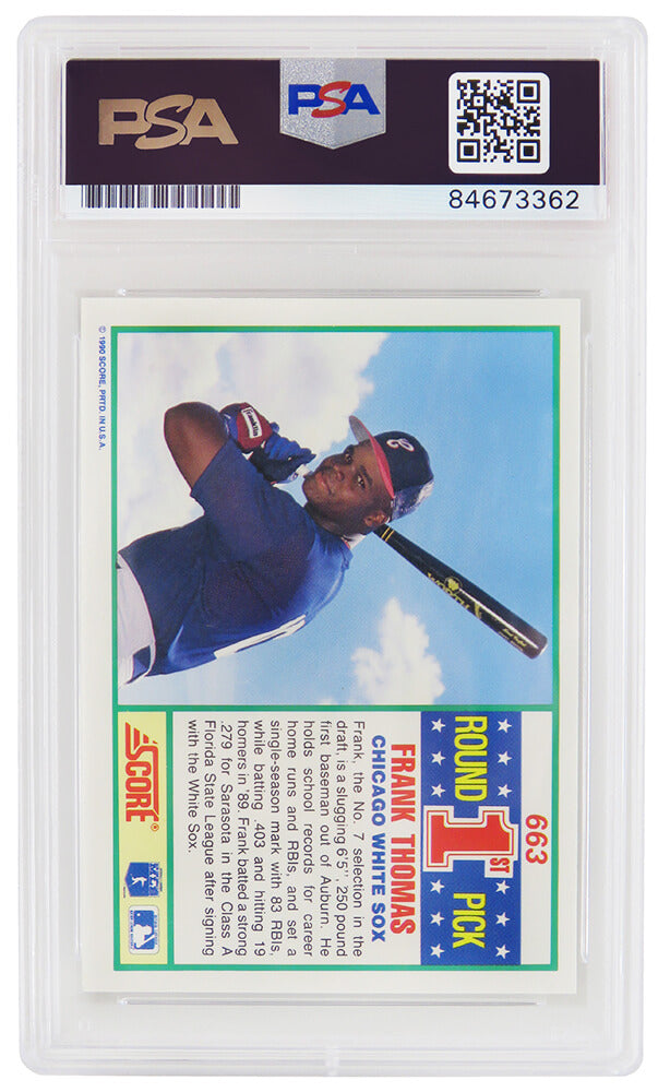 Frank Thomas Signed White Sox 1990 Score Rookie Card #663 (PSA/DNA Encapsulated)