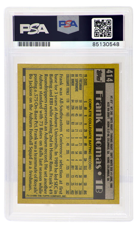 Frank Thomas Signed White Sox 1990 Topps Rookie Baseball Card #414 - (PSA/DNA Encapsulated)