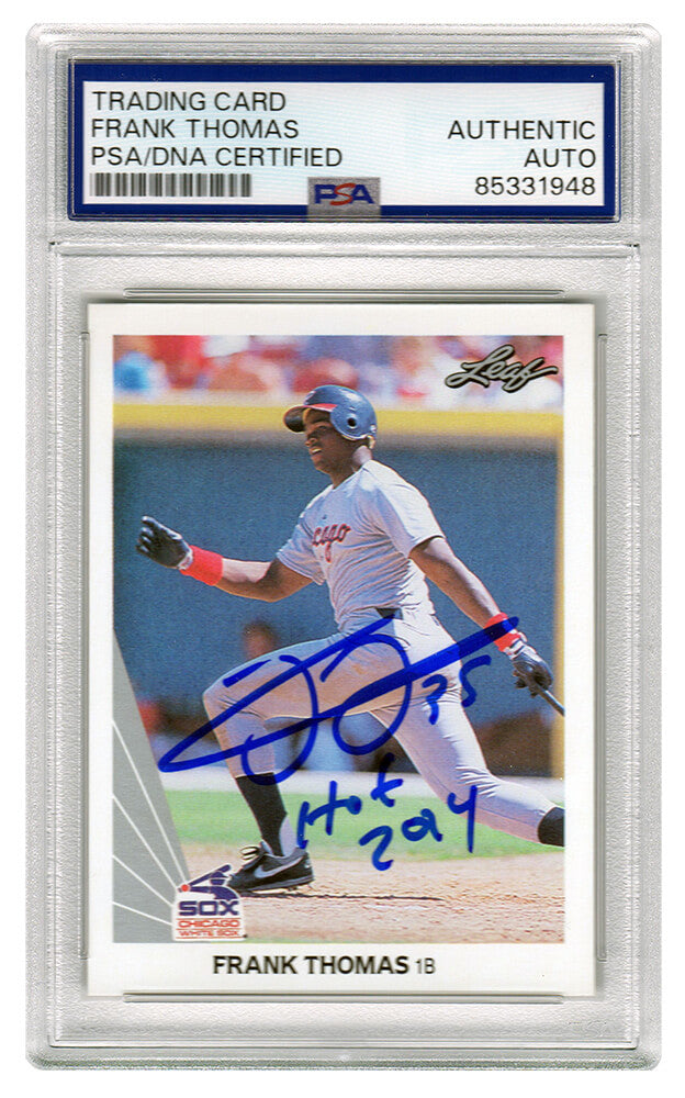 Frank Thomas Signed White Sox 1990 Leaf Rookie Baseball Card #300 w/HOF 2014 (PSA Encapsulated)