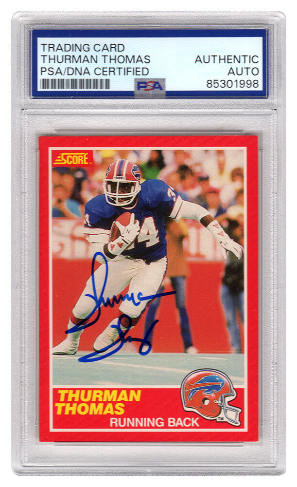 Thurman Thomas Signed Bills 1989 Score Rookie Football Card #211 - (PSA Encapsulated)