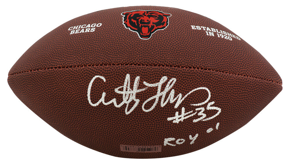 Anthony Thomas Signed Chicago Bears Brown Logo Football w/ROY'01