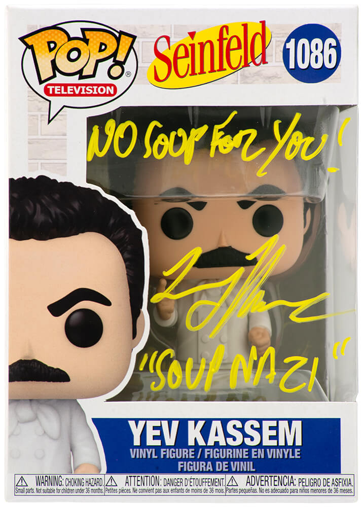 Larry Thomas Signed Seinfeld Yev Kassem Funko Pop Doll #1086 w/The Soup Nazi, No Soup For You