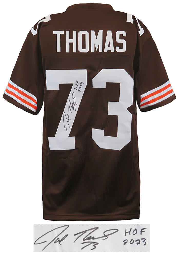 Joe Thomas Signed Brown Custom Football Jersey w/HOF 2023
