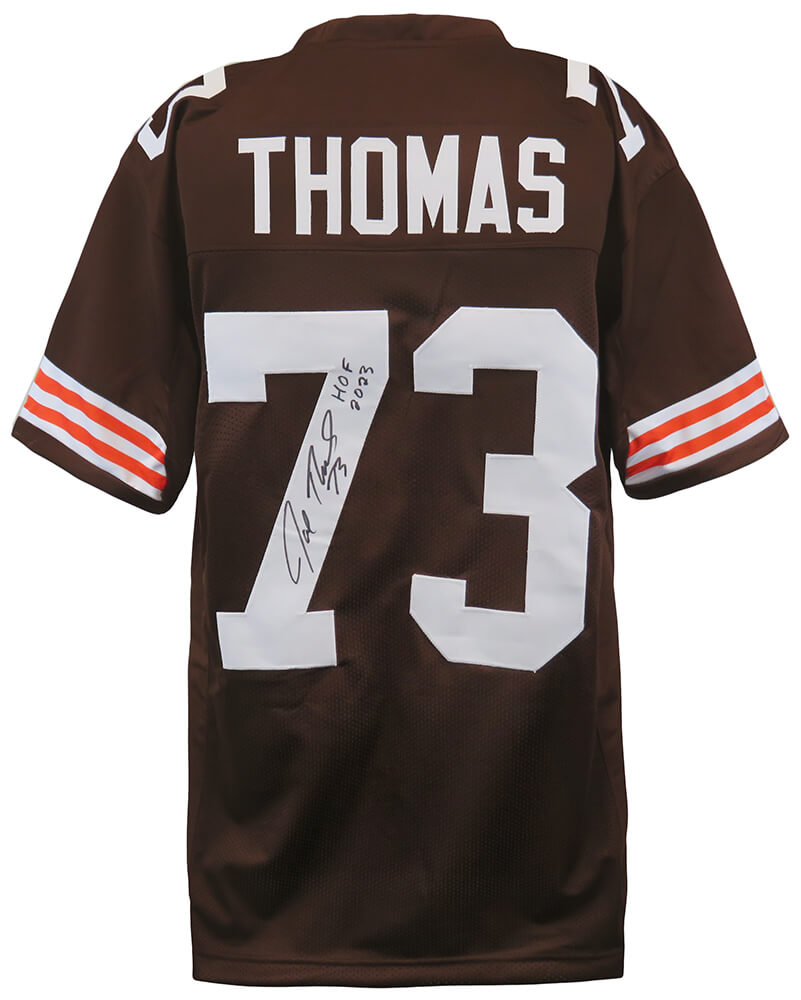 Joe Thomas Signed Brown Custom Football Jersey w/HOF 2023