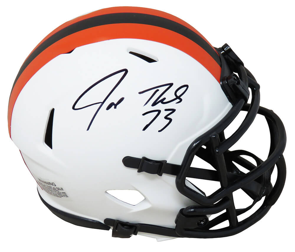 Joe Thomas Signed Cleveland Browns Lunar Eclipse White Matte Riddell Speed Mini Helmet