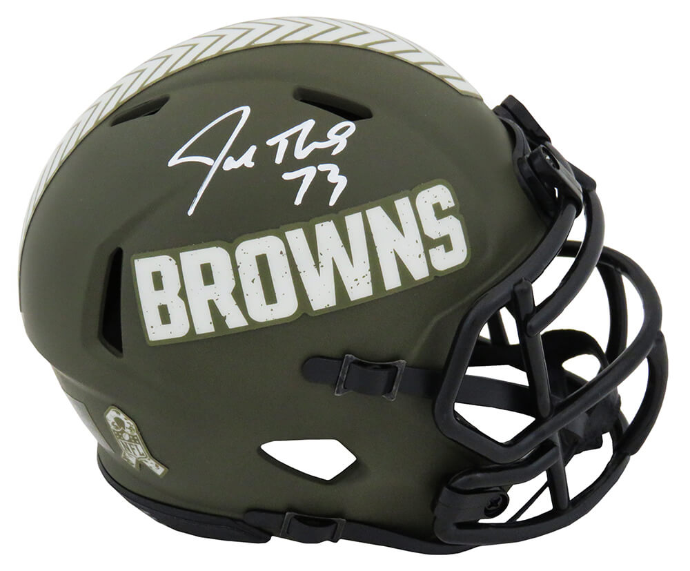 Joe Thomas Signed Cleveland Browns Salute to Service Riddell Speed Mini Helmet
