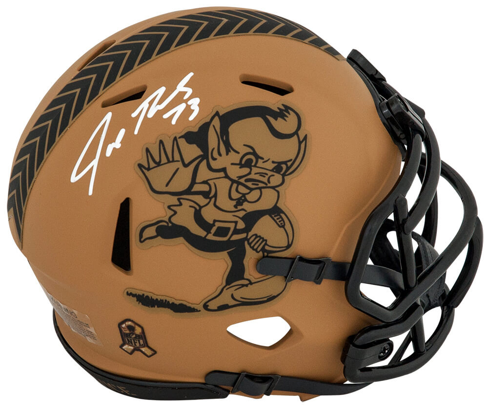 Joe Thomas Signed Cleveland Browns 2023 Salute to Service Riddell Speed Mini Helmet