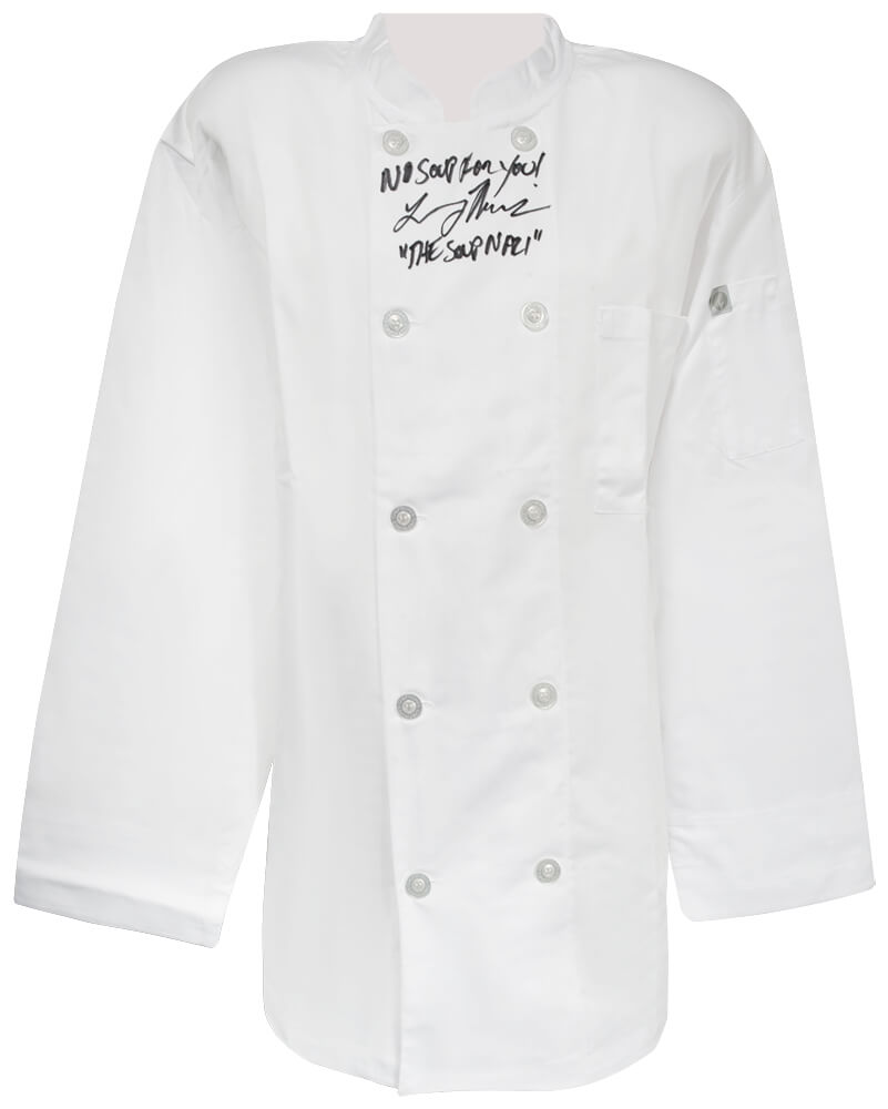 Larry Thomas Signed Chef Works White Chef Jacket w/The Soup Nazi, No Soup For You