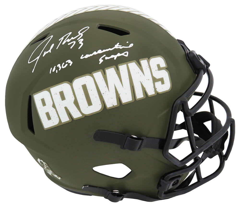 Joe Thomas Signed Cleveland Browns Salute to Service Riddell Full Size Speed Replica Helmet w/10,363 Consecutive Snaps